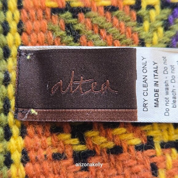 NWOT Altea Wool Scarf Retro Plaid Fringed Italy - Picture 9 of 16